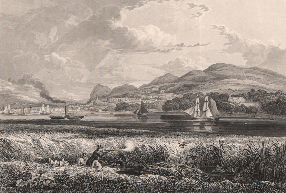Newburgh, Fife, and River Tay. Scotland 1845 old antique vintage print picture